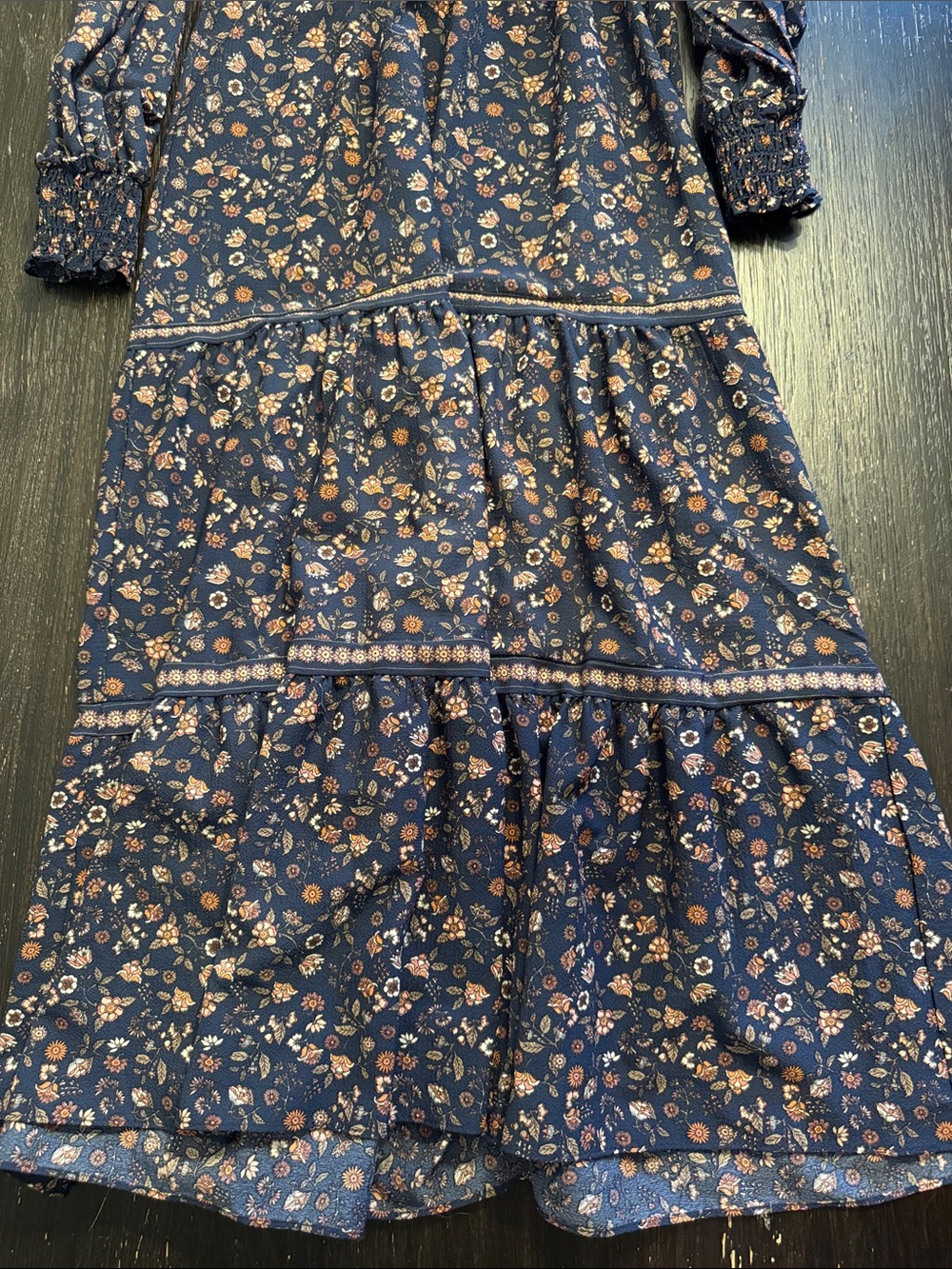 Max Studio Navy Floral Maxi Dress with Pink and Cream Accents - Picture 3 of 6